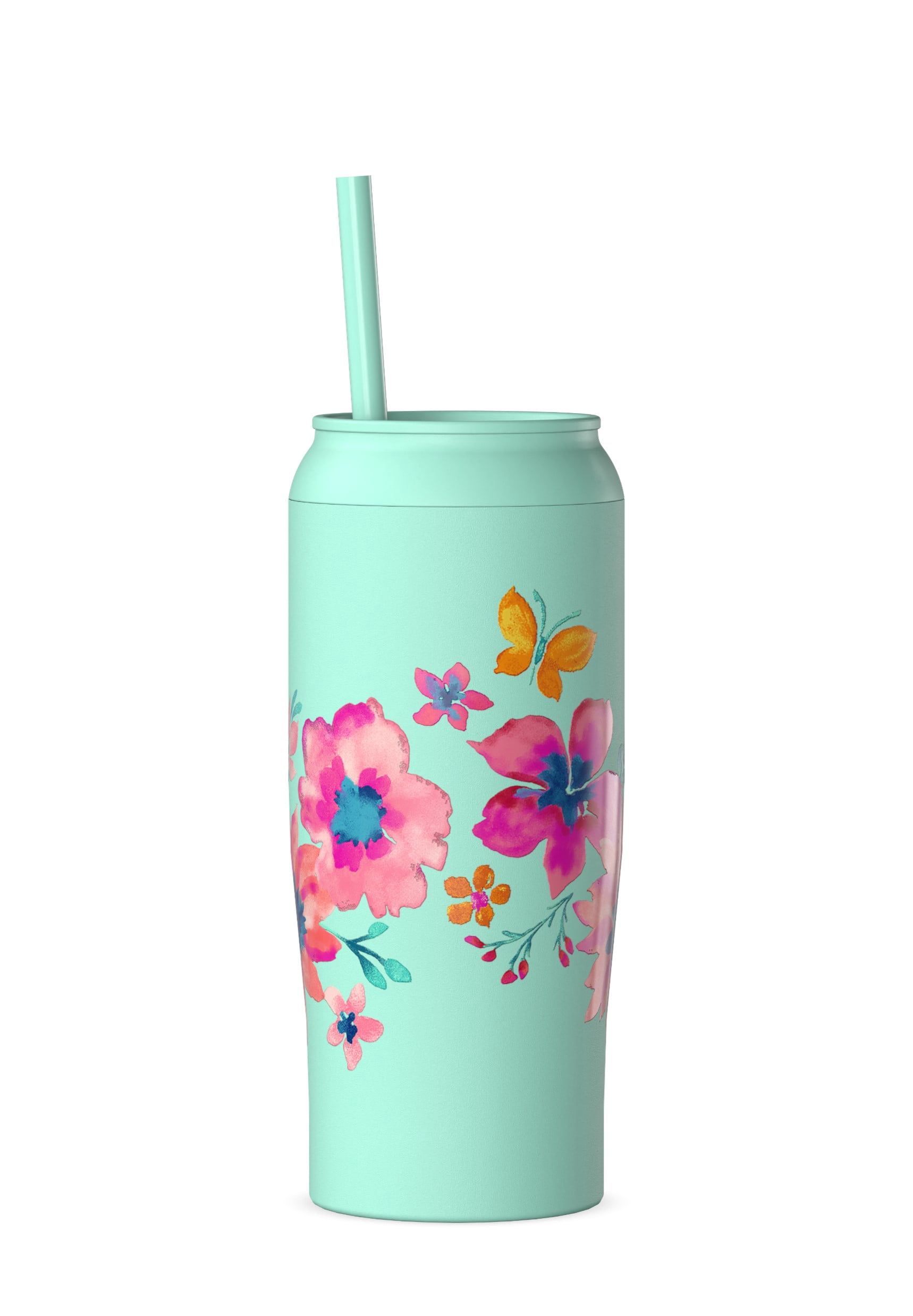 (2 pack) The Pioneer Woman 17oz Fresh Floral Stainless Steel Cooler Tumbler, Teal
