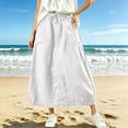 thumbnail image 2 of Cmfcve Long Gauze Skirts for Women Ankle-Length Cotton Linen A-Line Skirt Elastic Drawstring Waist Oversized Maxi Skirt, 2 of 8