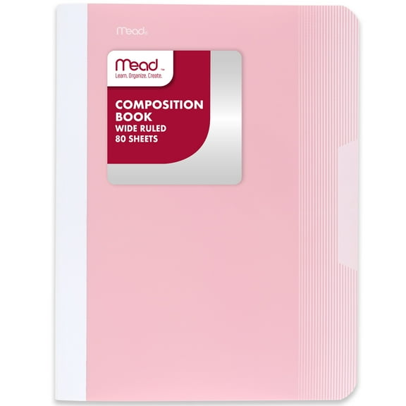 Mead Composition Book, Wide Ruled, 80 Sheets, 7.5" x 9.75", Pastel Pink
