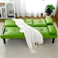 thumbnail image 3 of 67 inch Futon Sofa Bed Faux Leather Couch Modern Convertible Folding Recliner with 2 Cup Holders for Living Room,Bedroom,Green, 3 of 7