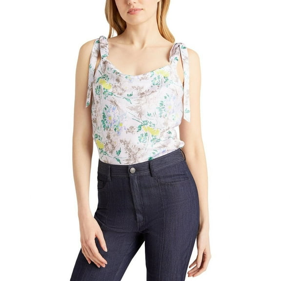 Cinq à Sept womens  Light Washed Floral Tied Marta Cami, xs