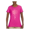 thumbnail image 2 of Wild Bobby, Faith Pink Ribbon Sunflower, Breast Cancer Awareness, Women Graphic Tee, Fuschia, Large, 2 of 5