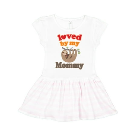 

Inktastic Mommy Loves Me Baby Sloth Gift Toddler Girl Dress