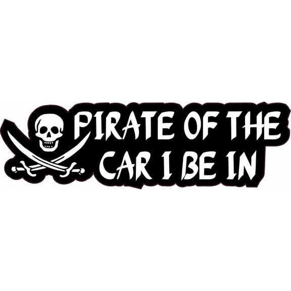 StickerTalk Pirate of the Car I Be In sticker, 10 inches x 3 inc