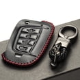 thumbnail image 5 of Vitodeco Genuine Leather Flip Key Fob Case Cover Compatible with Hyundai Accent, Kona, Santa Fe, Tucson, Venue, Sonata, Veloster 2018-2025 (4-Button, Black/Red), 5 of 6