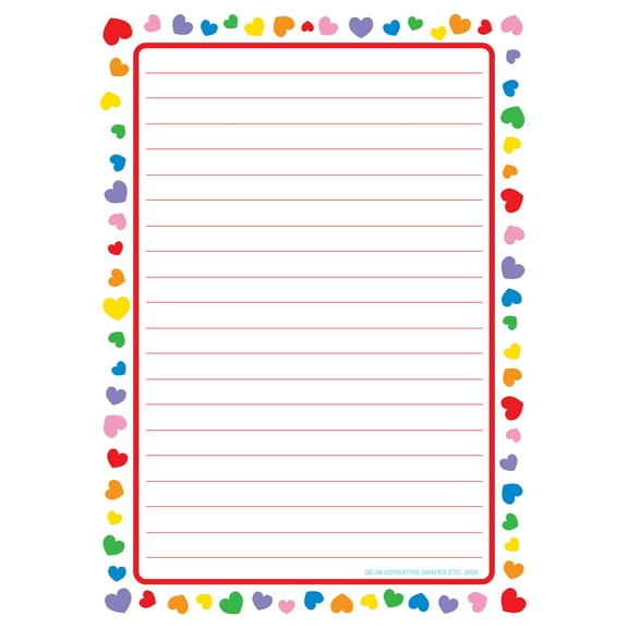 SHAPES ETC. Large Notepad - Heart Border