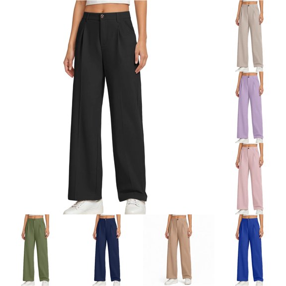 XIYON Girls Uniform Pants Kids Stretchy Straight Leg Pants Elastic Waist with Pockets School Preppy Clothes Back to School 7-8 Years