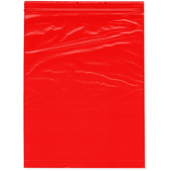 Plymor 8" x 10" (Pack of 100), Red 2 Mil Zipper Reclosable Plastic Bags