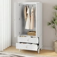 thumbnail image 4 of HLR 71" Tall Modern Wood Armoire Wardrobe Closet, Freestanding Cabinet with Hanging Rod for Bedroom, White, 4 of 12