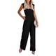 thumbnail image 1 of VISgogo Mono de pierna ancha de verano para mujer, mono de manga voladora de color sólido con cuello cuadrado fruncido VISgogo moda, 1 of 5