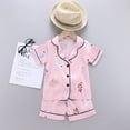 thumbnail image 4 of Zanarzt Silk Pjs Toddler Baby Boy Girl Silk Pajamas Floral Short Sleeve Button Up Shirts Shorts Set Summer Pjs Satin Sleepwear 6-12 Months,Pink, 4 of 4