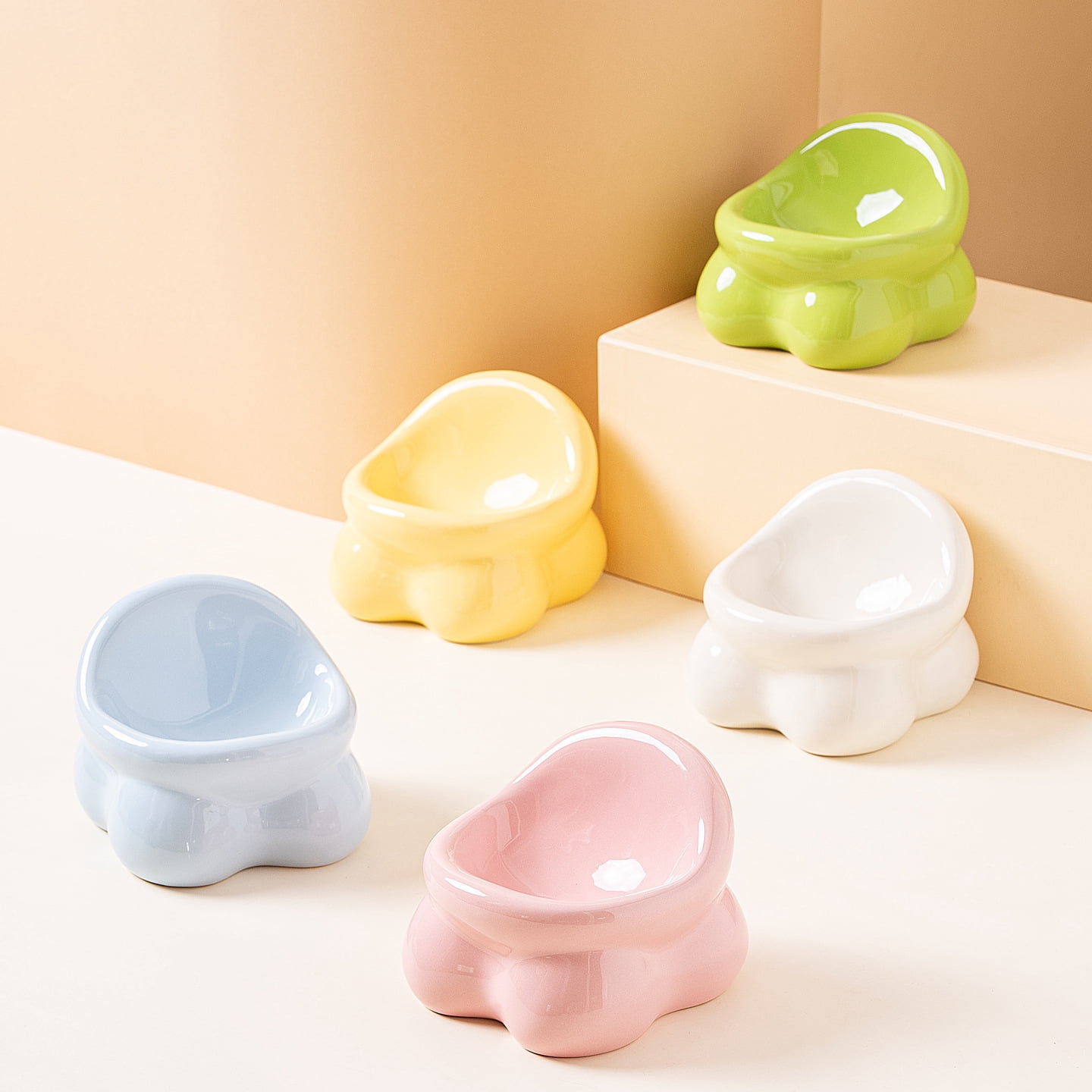 Elevated Ceramic Pet Bowl, Spine Friendly Raised Feeding Bowl, Stylish Food Basin for Cats and Dogs