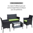thumbnail image 3 of 4 PCS Rattan Patio Furniture Set Outdoor Patio Cushioned Seat Wicker Sofa, Green Cushion, 3 of 10