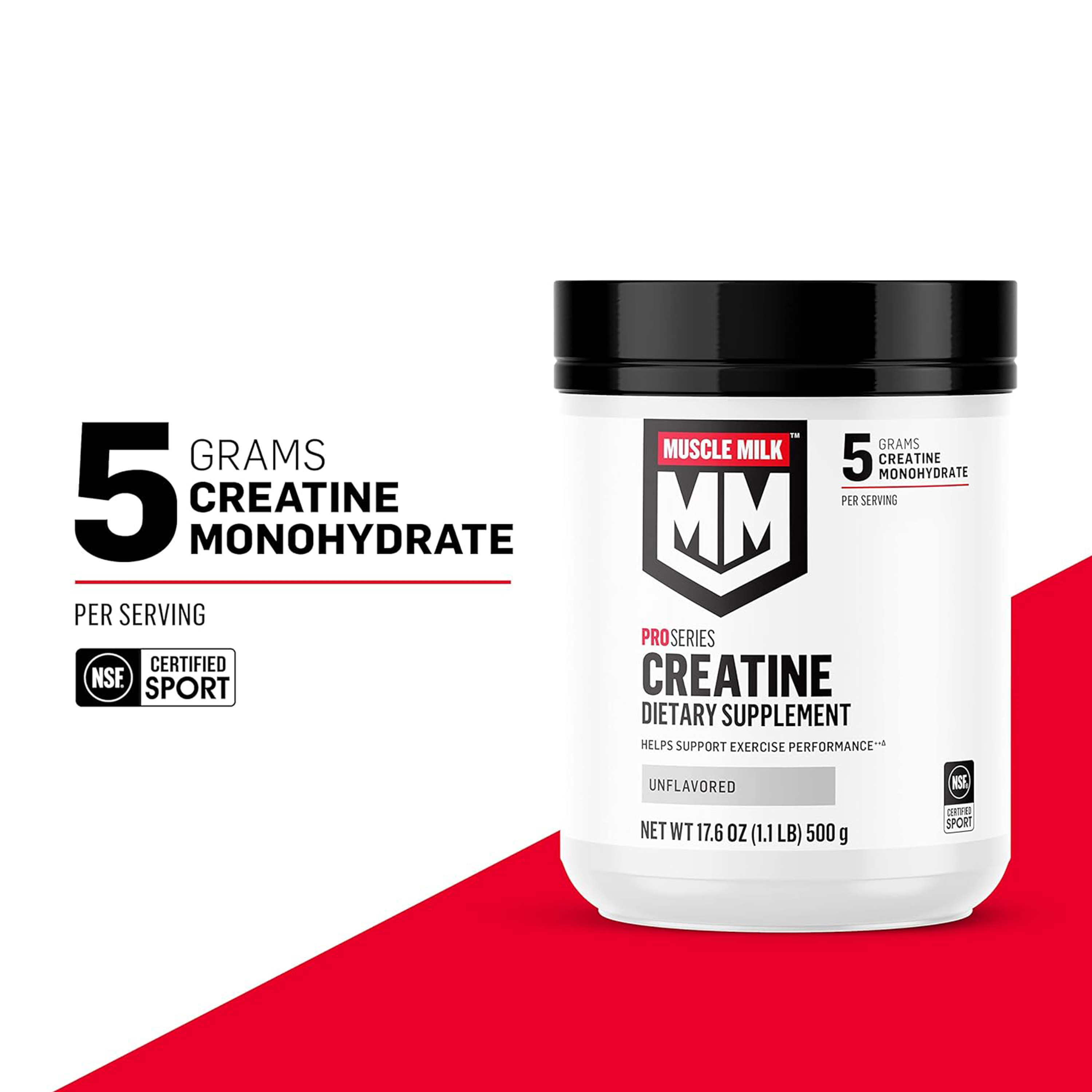 Suplemento de Creatina Muscle Milk Pro Series, Sin Sabor, Lata de 17.6 oz 2