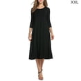 thumbnail image 4 of facefd Robe Femme Col Rond Costume Automne Manches Mi-Automne Grande Robe Évasée Noire TTG, 4 of 6