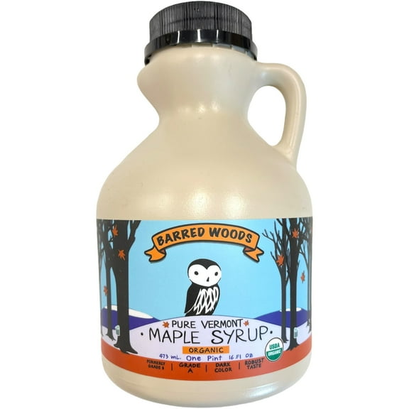 Pure Vermont Organic Maple Syrup - Grade B (Now known as Grade A Dark Robust) One Pint (16 oz)