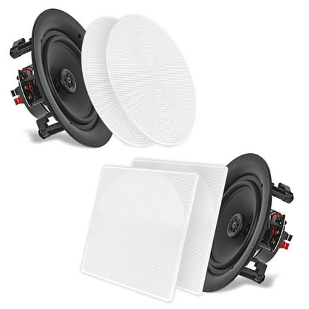 Pyle Ceiling Speakers - Stereo Home Theater Speakers - in Wall Speakers Flush Mount - 8-Inch White 250 Watt, 2-Way, (Pair) (PDIC86)