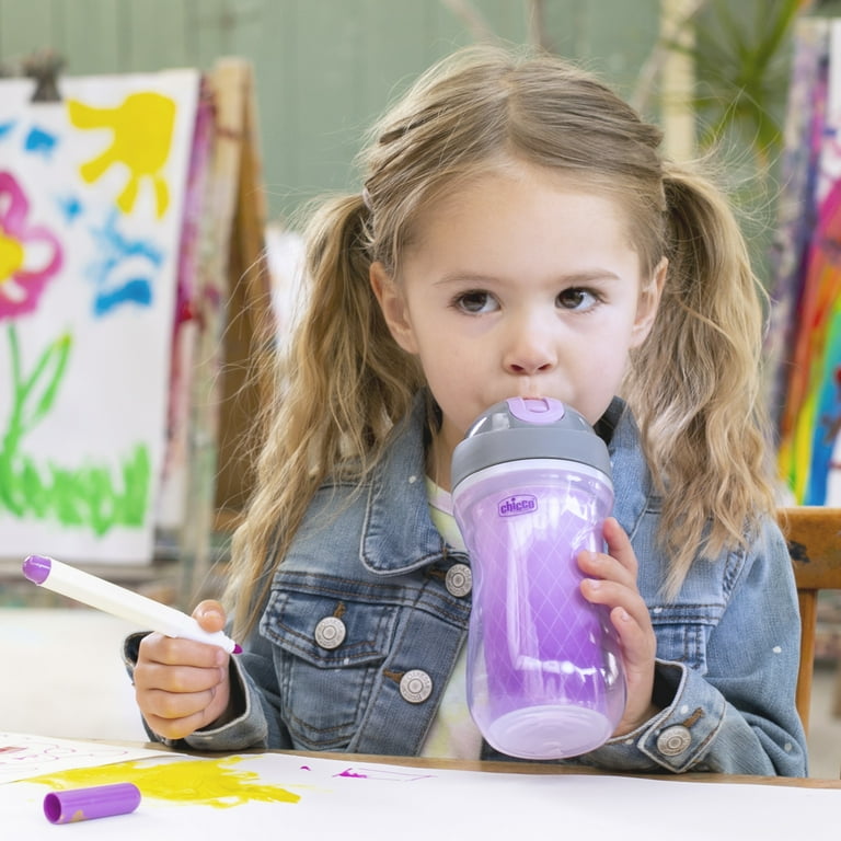 Chicco Insulated Flip-Top Straw Sippy Cup, 9oz, 2-Pack, 12m+, Pink