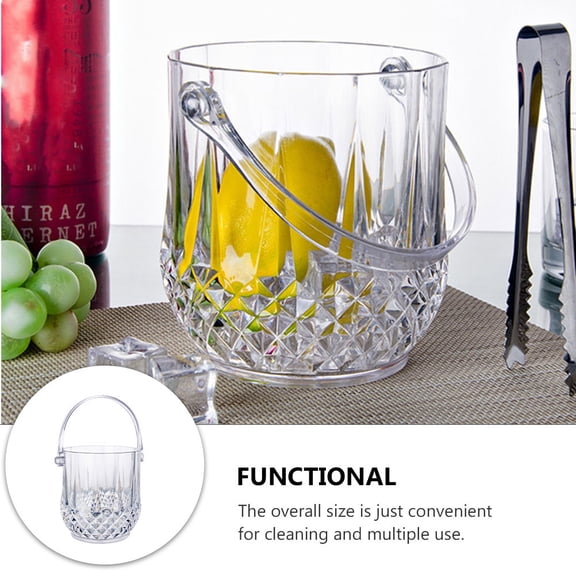 WHAMVOX White Acrylic Portable Ice Bucket 3.5L with Clip and Comfortable Grip for Easy Storage and Serving