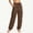 (Fashion 85)Brown, variant on Womens High Waist Plus Size Wide Leg Pants With Ruffle Hem Casual Loose Cargo Trousers With Pockets Solid Color Pants
