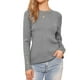 thumbnail image 4 of Suéter de manga raglán larga INSPIRE CHIC para mujeres, 2025 Otoño Invierno, camiseta básica de punto acanalado, atuendos M Gris, 4 of 6