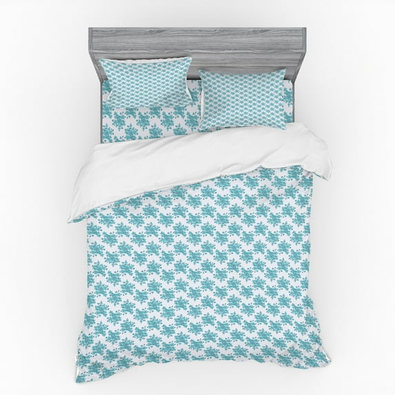 Floral Duvet Cover Set, Pastel Blossom Branch Mother Nature Growth of Shabby Classic Pattern, Bedding Set with Shams and Fitted Sheet, 3 Sizes, by Ambesonne