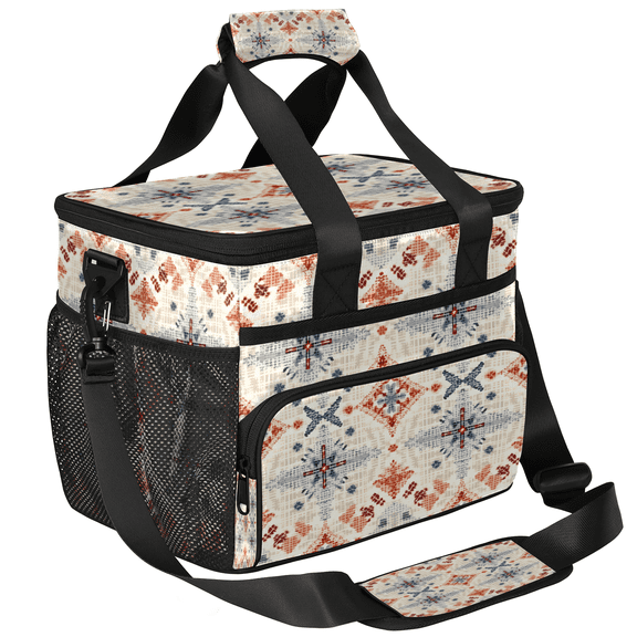 Herdesigns Vintage Ethnic Large Lunch Box for Adults Women Men with Adjustable Shoulder Strap, Insulated Reusable Lunch Bag Leakproof Cooler Tote Bag