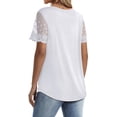 thumbnail image 7 of SWQZVT Lace Short Sleeve Womens Tops Dressy Casual Blouses V Neck Work Shirts Trendy Tops Curved Hem T Shirts Summer Tops, 7 of 7