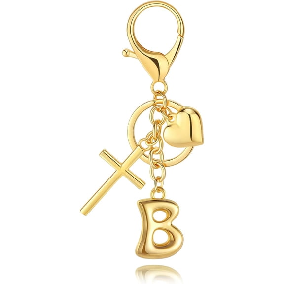 bag Charms Keychains Women, Cross Cute Heart Letter Key Chain Purse Backpack Handbags Keychain Christian Easter Gift