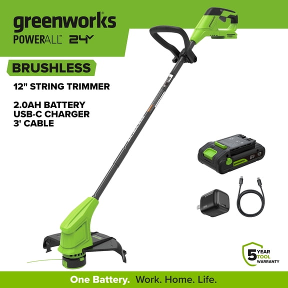 Greenworks 24V 12" String Trimmer with (1) 3.0 Ah Battery and Charger, ST1222A1
