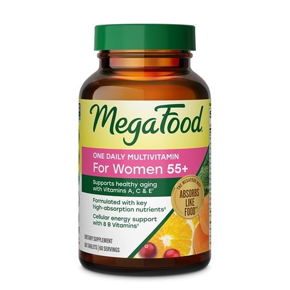 MegaFood Women's 55  Multivitamin - Vitamins A, C, D3 & E - Aging Support - 60 Servings