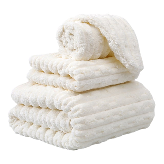 Bath Towels Set Candy Striped Velvet Towel Absorbent Adult Face Wash Bathroom Towel Set