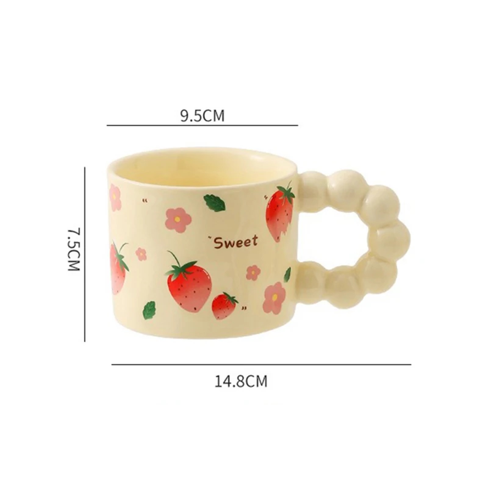 Espresso cup Ceramic Coffee Cup Water Mug Cute Fruit Pattern Milk Tea Cup With Anti-slip Handle Coffee Cup