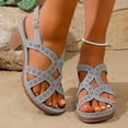 thumbnail image 2 of Women's Heeled Sandals Open Toe Chunky Heels Adjustable Ankle Strap Hollow out Soft Leather Dress Shoes Ladies Summer Casual Footwear Gray Size 9, 2 of 7