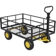 thumbnail image 2 of EastVita Heavy Duty 1200 Lbs Steel Garden Cart 3-in-1 Utility Metal Wagon Wheelbarrow with Removable Mesh Sides to Convert Into Flatbed Yard Utility Cart Outdoor Gardens Wagon for Garden Farm Lawn, 2 of 6