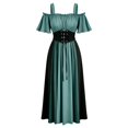thumbnail image 6 of Renaissance Dress Women Short Sleeve Cold Shoulder Underbust Corset Dresses Vintage Victorian Goth Halloween Maxi Dress, 6 of 7