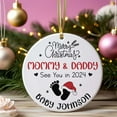 thumbnail image 2 of Christmas Tree Ornament with Babies Footprints, Our First Christmas As Mom & Dad Ornament 2024, Parents Pregnancy Announcement Gift, Baby Due Surprise Celebration, 2 of 5