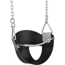 Swing Set Stuff High Back Half Bucket Swing Seat with Chains and Hooks, Black