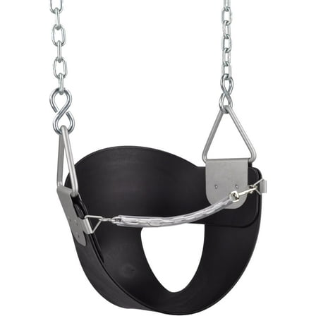 Swing Set Stuff High Back Half Bucket Swing Seat with Chains and Hooks, Black