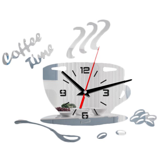 Reloj de pared de Guartz con esfera acrílica, reloj de taza de café sin tictac, decoración de oficina, dormitorio, sala de estar sidaley JJ22703-01