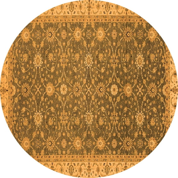 Ahgly Company Indoor Round Oriental Orange Traditional Area Rugs, 7' Round