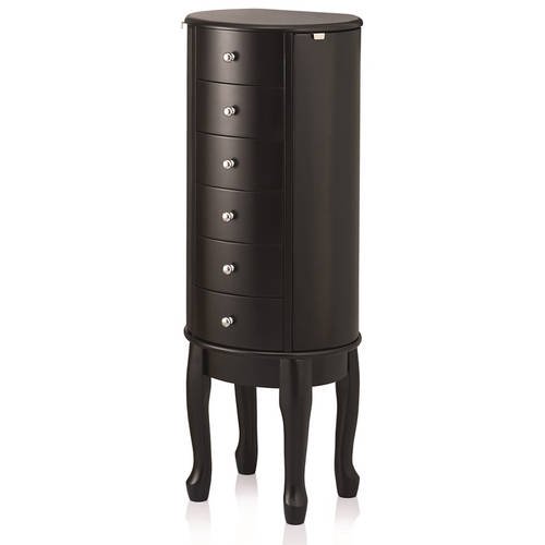 Round Armoire with 2 Curved Doors and 5 Curved Drawers, Black, MA16097