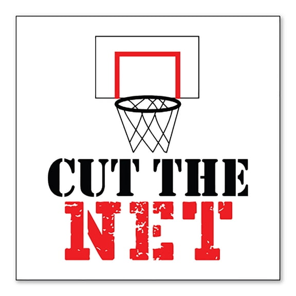 DistinctInk Custom Bumper Sticker - 4" x 4" Decorative Decal - White Background - Cut the Net Basketball