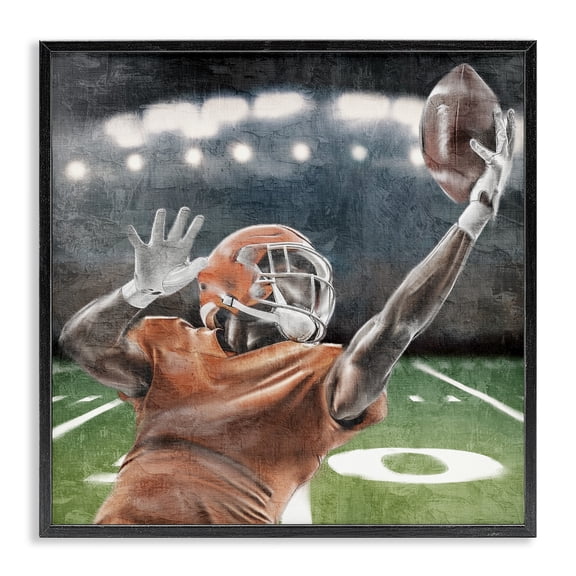 Stupell Industries Modern Football Catch In Action Black Framed Giclee Art, 12 x 12, by Kim Allen