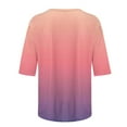 thumbnail image 5 of LEBONYARD Womens Tops Clearance under $5,3/4 Sleeve Shirts for Women Plus Size,Women Half Sleeves Casual Shirts Pullover Loose Tunic Tops Print Blouse Pink XXL, 5 of 5