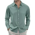 thumbnail image 2 of GrmtClth Button Down Shirt Men Long Sleeve Regular Fit Dress Shirt Classic Stretch Solid Color Casual Shirts Mint Green L, 2 of 7