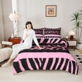 thumbnail image 4 of Feelyou Pink Leopard Print Twin Comforter Sets, Zebra Cheetah Wildlife Bedding Set, 2pcs, 4 of 8