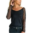 thumbnail image 2 of Babysbule Womens Tops Long Sleeve Fashion Woman O Neck Hollow Out Long Sleeve T Shirt Autumn Solid Blouse Tops, 2 of 9