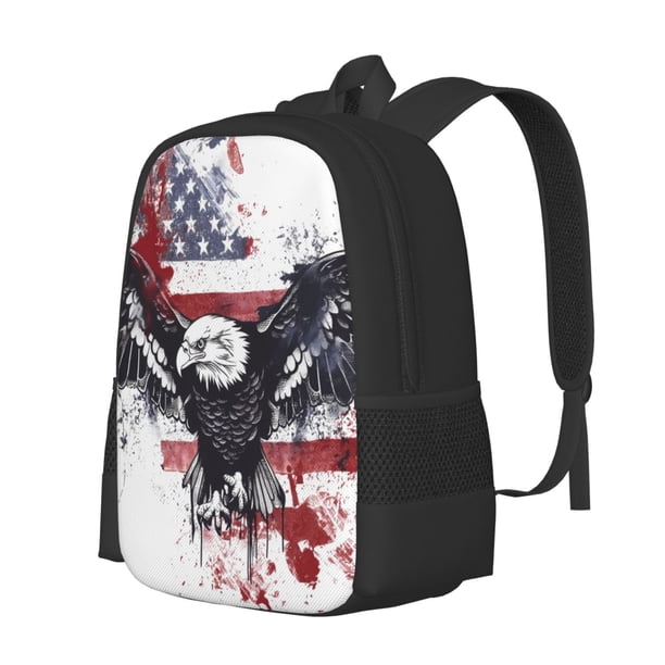 Easygdp American Flag Eagle Art Mochila de Gran Capacidad Minimalista Ideal para Escuela, Viajes y Uso Diario