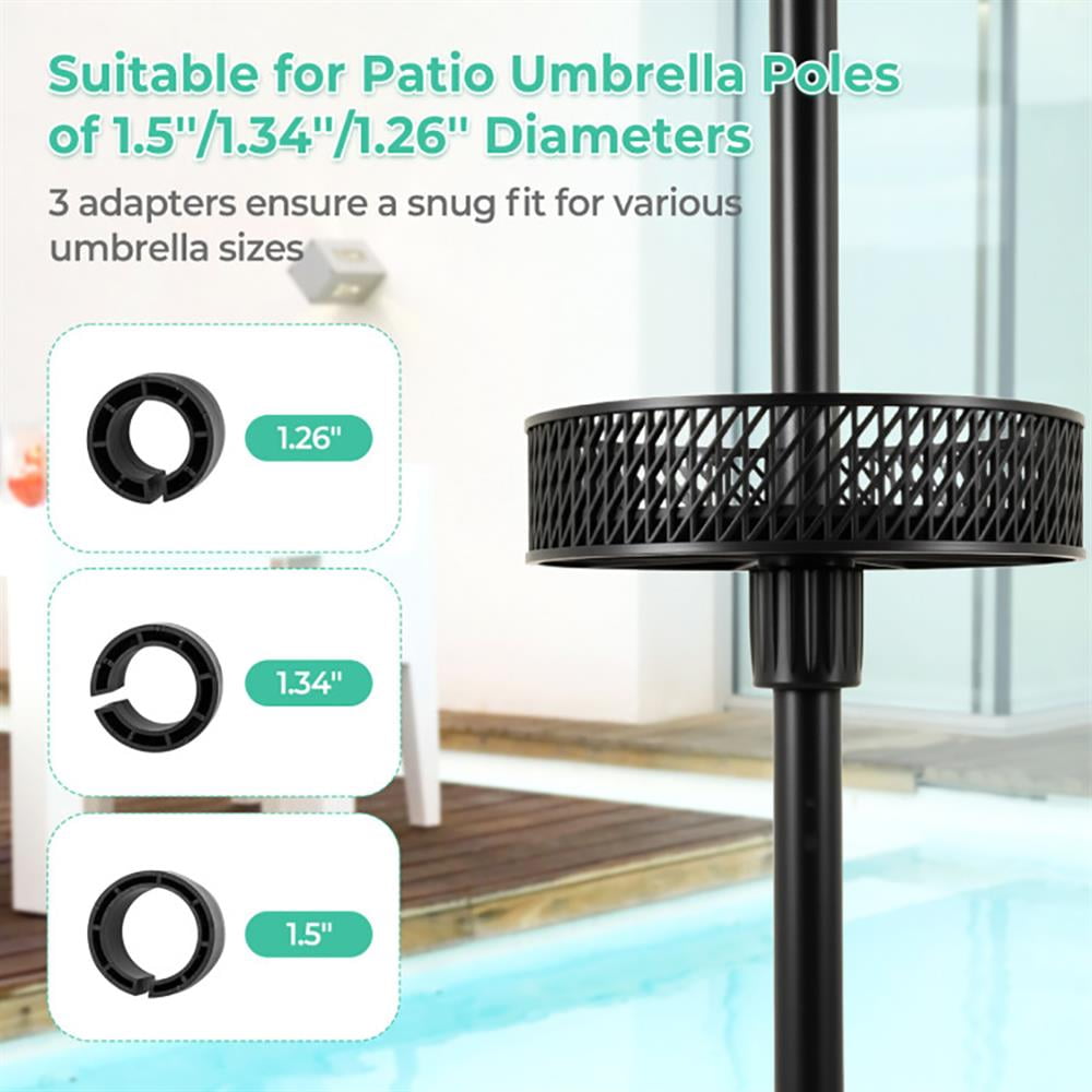 Aimee Lii Patio Umbrella Table Tray Adjustable with Storage and Umbrella Poles, Outdoor Umbrella Bases for Patio Pool Deck-Black